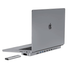 USB-C prijungimo stotis / šakotuvas, skirtas MacBook Pro 16&quot; INVZI MagHub 12in2 su SSD dėklu (pilkas)