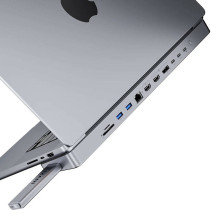 USB-C prijungimo stotis / šakotuvas, skirtas MacBook Pro 13&quot; / 14&quot; INVZI MagHub 12in2 su SSD dėklu (pilkas)