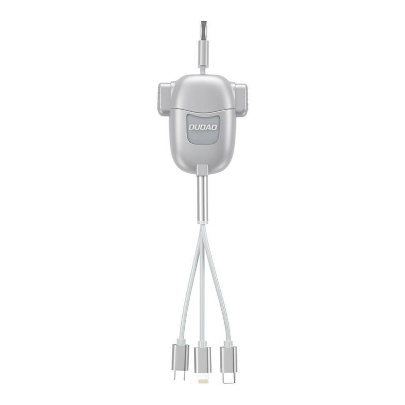 USB laidas Dudao L8PRO 3-in-1 USB-C / Lightning / Micro 3A, 1,1 m (sidabrinis)