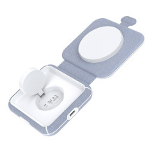 Belaidis įkroviklis du viename Choetech T323, MagSafe ir MFI (pilka)