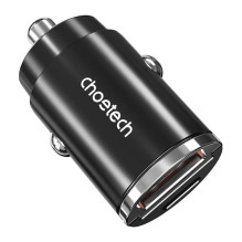 Automobilinis įkroviklis Choetech TC0006 1x USB-A, 1x USB-C 30W PD 3.0 (juodas)