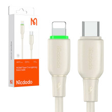 USB-C laidas su Lightning Mcdodo CA-4760 su LED apšvietimu 1,2 m (smėlio spalvos)