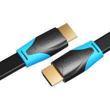 Plokščias HDMI kabelio ventiliatorius VAA-B02-L075, 0,75 m, 4K 60 Hz (juodas)