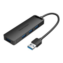 USB 3.0 4 prievadų šakotuvas su maitinimo adapterio ventiliacija CHLBB 0,15 m, juodas