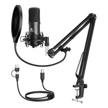 Microphone with stand Maono A04E (black)