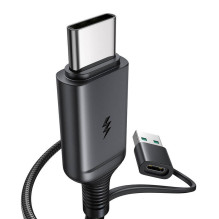 Joyroom JR-WQM03 magnetinis įkroviklis, USB + USB-C, 1,2 m (juodas)