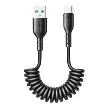 Greito įkrovimo laidas automobiliui Joyroom USB-A į Type-C Easy-Travel Series 3A 1,5 m, suvyniotas (juodas)