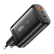 Įkroviklis 2xUSB-C 1xUSB-A 65W Essager GaN (juodas)