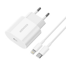 Įkroviklis USB-C 20W Essager su USB-C to Lightning laidu (baltas)