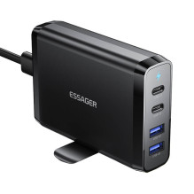 Stalinis įkroviklis 2xUSB-C 2xUSB-A 100W Essager GaN (juodas)