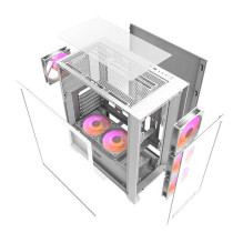 Kompiuterio dėklas Darkflash DRX70 GLASS + 4 RGB ventiliatoriai (balti)