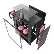 Kompiuterio dėklas Darkflash DRX70 MESH + 4 RGB ventiliatoriai (juodi)