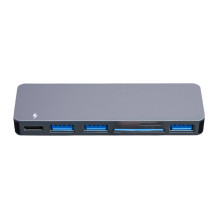 Hub 6w2 RayCue 2x USB-C do Thunderbolt 3 + 3x USB-A 3.0 5Gbps + SD / TF 2.0 (szary)