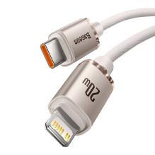 Baseus Crystal Shine USB-C prie IP kabelis, 20W, 2m (rožinis)