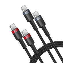 Cable Baseus Cafule USB-C to USB-C 100W,1m, 2psc (Red Black, Grey Black)