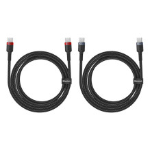 Cable Baseus Cafule USB-C to USB-C 100W,2m, 2psc (Red Black, Grey Black)