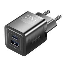 Wall charger, Vention, FEQB0-EU, USB-C, USB- A, 30W / 30W, GaN (black)