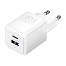 Sieninis įkroviklis, ventiliacija, FEQW0-EU, USB-C + USB-A, 30W / 30W, GaN (balta)