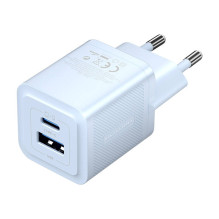 Sieninis įkroviklis, ventiliacija, FEQL0-EU, USB-C + USB-A, 30W / 30W, GaN (mėlyna)