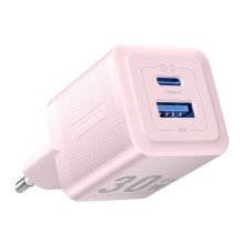 Wall charger, Vention, FEQP0-EU, USB-C + USB- A, 30W / 30W, GaN (pink)