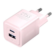 Wall charger, Vention, FEQP0-EU, USB-C + USB- A, 30W / 30W, GaN (pink)