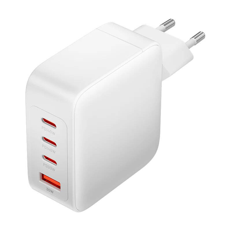 Wall charger, Vention, FEIW0-EU, 3xUSB-C, USB- A, 140W / 140W / 30W / 18W, GaN (white)