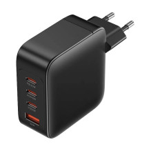 Wall charger, Vention, FEIB0-EU, 3xUSB-C, USB- A, 140W / 140W / 30W / 18W, GaN (czarna)