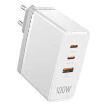 Wall charger, Vention, FEGW0-EU, 2xUSB-C, USB- A, 100W / 100W / 30W, GaN (white)