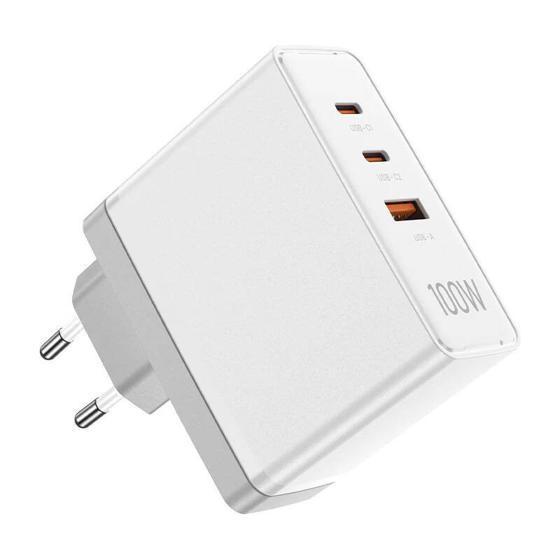 Wall charger, Vention, FEGW0-EU, 2xUSB-C, USB- A, 100W / 100W / 30W, GaN (white)