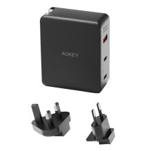 Wall charger Aukey PA-B7O, 1xUSB-A, 2xUSB-C, 140W GaN (black)