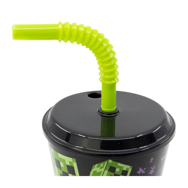 Water Cup with Straw for Kids STOR 40430 430 ml Minecraft (black)