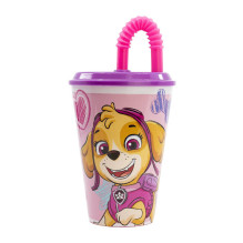 Vandens puodelis su šiaudeliais vaikams STOR 74530 430 ml Paw Patrol Skye (rožinė)