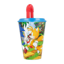 Water Cup with Straw for Kids STOR 40530 430 ml Sonic the Hedgehoh (blue&amp;red)