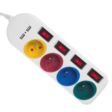 Maclean power strip, extender 4 sockets + 2xUSB, with switches, 250VAC / 10A, 2.1A 5V, 1.5m, white, MCE229 W