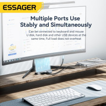 Adapteris Essager &quot;4 in 1&quot; pilkas (Input: USB / Ouput: 4-USB)