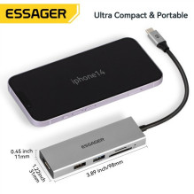 Adapteris Essager &quot;5 in 1&quot; pilkas (Input: Type-C)