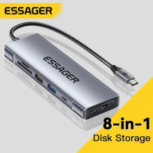 Adapteris Essager &quot;8 in 1&quot; pilkas (Input: Type-C) (Function for External SSD)