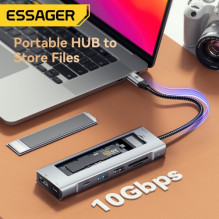 Adapteris Essager &quot;8 in 1&quot; pilkas (Input: Type-C) (Function for External SSD)