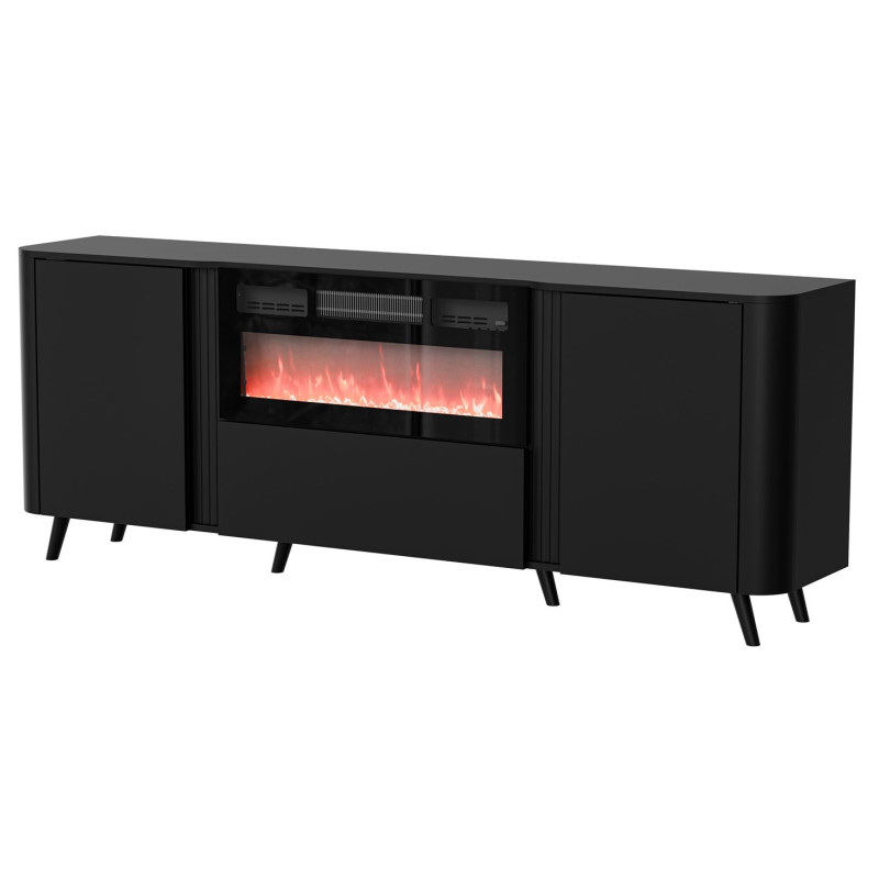 Cama Volare chest of drawers 200 x 39 x 75 cm black + fireplace