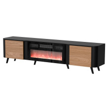 Cama Volare RTV cabinet 200 x 39 x 49 cm black / walnut + fireplace