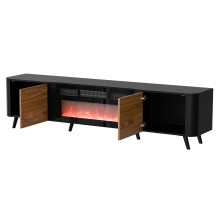 Cama Volare RTV cabinet 200 x 39 x 49 cm black / walnut + fireplace