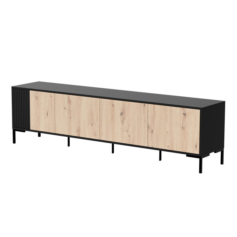 Cama MERCI RTV spintelė 200 x 40 x 54 cm juoda / ąžuolo amatininkas