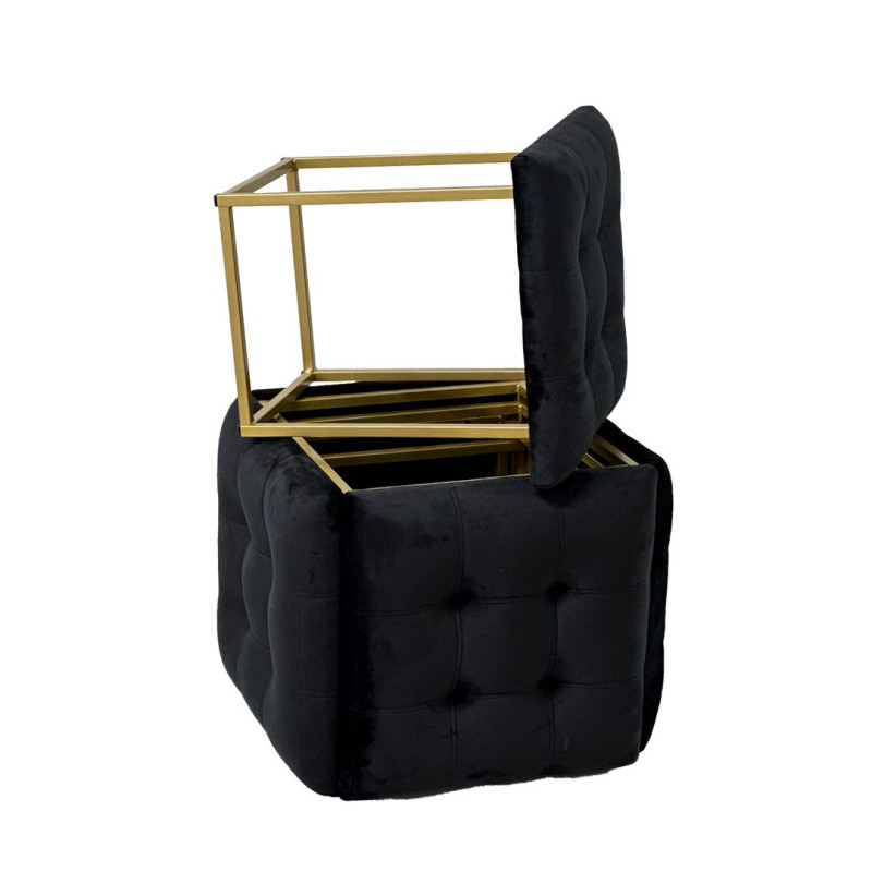 Puff-transformer 5in1 - 5 stools in 1 pouffe black velvet