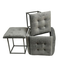 Puff-transformer 5in1 - 5 stools in 1 pouffe grey velvet