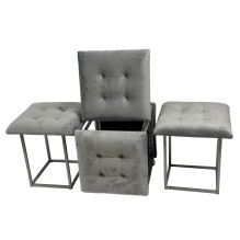 Puff-transformer 5in1 - 5 stools in 1 pouffe grey velvet