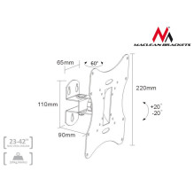 Maclean MC-501A Universal Wall TV Bracket 23-42&quot; uo to 30kg vesa 200x200 Black