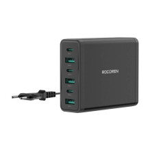 Rocoren maitinimo įkroviklis 3x USB-C, 3x USB-A, 60W (juodas)