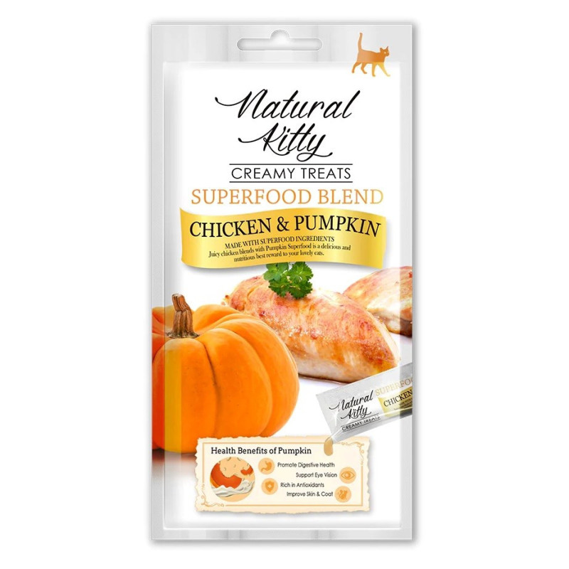 NATURAL KITTY Superfood Blend Chicken with pumpkin - cat treats - 4 x 12g