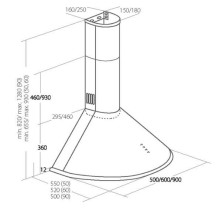 Chimney Hood Akpo WK-4 Dandys GOLD 60 cm 450 m3 / h, Black