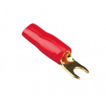Konektor widełkowy pozłacany 20mm2 4,2mm, czerwony